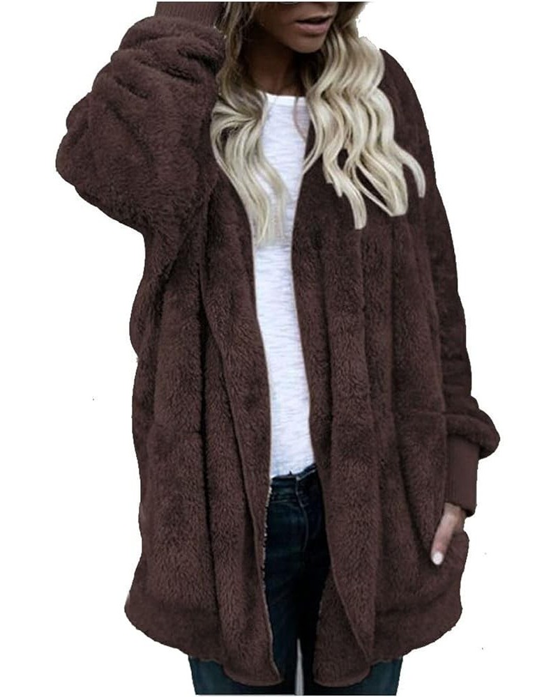 Women's Winter Warm Coat Jacket Outwear Cardigan Coat Double Sided Velvet Hooded Coat Open Front Cardigan, S-3XL 1-coffee $9....