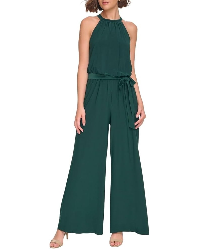 Womens Sleeveless Mock Neck Halter Jumpsuit Hunter $13.04 Jumpsuits