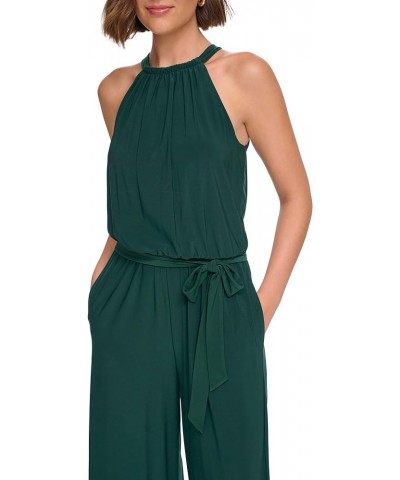 Womens Sleeveless Mock Neck Halter Jumpsuit Hunter $13.04 Jumpsuits