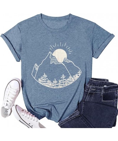 Hiking Mountain Shirts Women Funny Adventure Graphic Tank Top Summer Outdoor Camping Sleeveless Tee Ink Blue-sun $10.97 Tanks