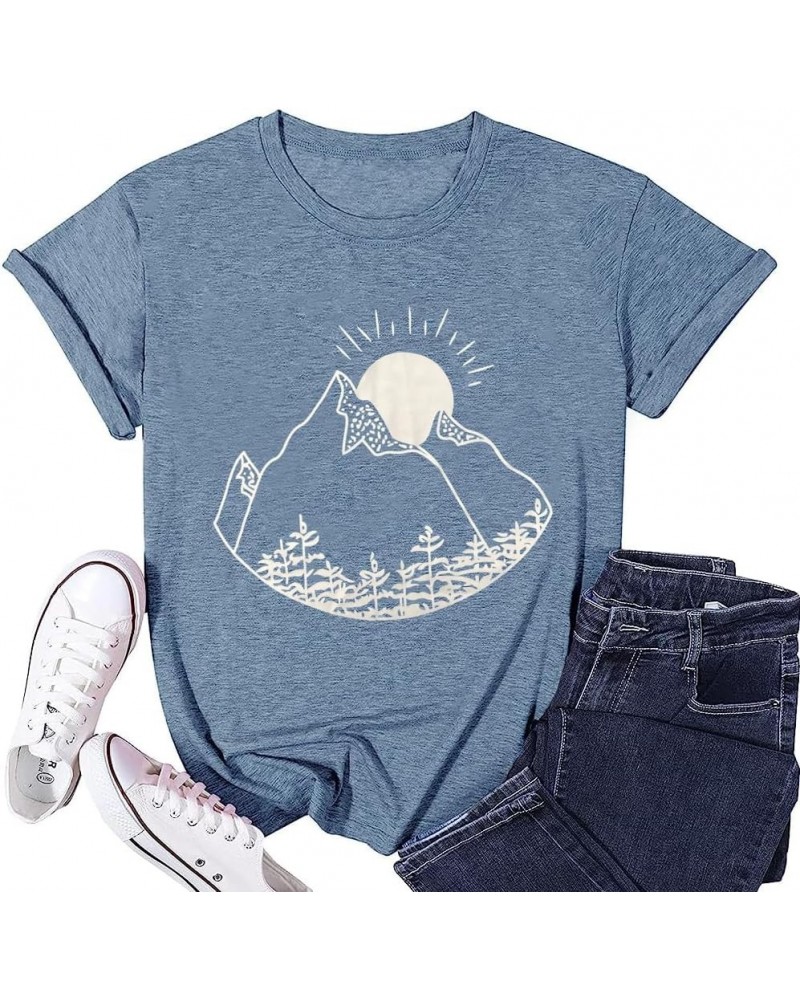 Hiking Mountain Shirts Women Funny Adventure Graphic Tank Top Summer Outdoor Camping Sleeveless Tee Ink Blue-sun $10.97 Tanks