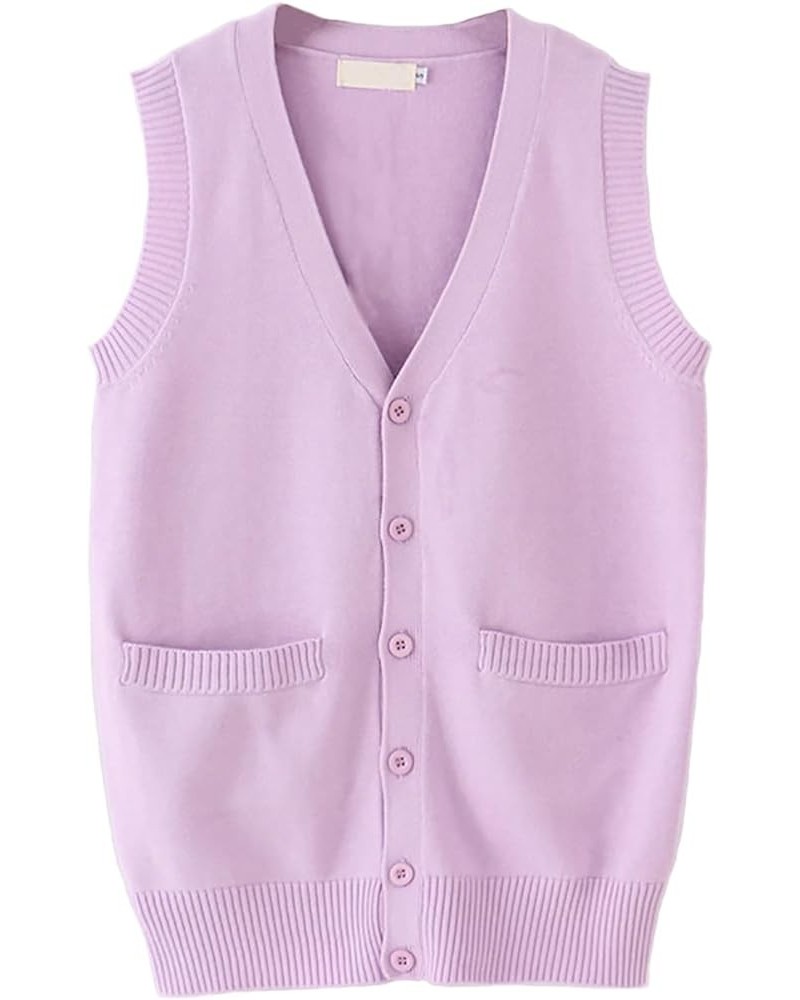 Sweater Vest for Women Casual V Neck Knit Tank Tops Open Front Sleeveless Cardigan with Pocket Light Purple $13.64 Sweaters