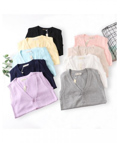 Sweater Vest for Women Casual V Neck Knit Tank Tops Open Front Sleeveless Cardigan with Pocket Light Purple $13.64 Sweaters