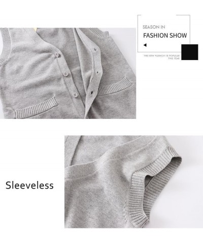 Sweater Vest for Women Casual V Neck Knit Tank Tops Open Front Sleeveless Cardigan with Pocket Light Purple $13.64 Sweaters