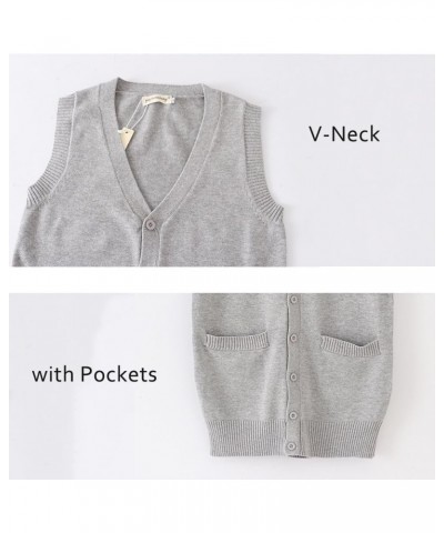 Sweater Vest for Women Casual V Neck Knit Tank Tops Open Front Sleeveless Cardigan with Pocket Light Purple $13.64 Sweaters