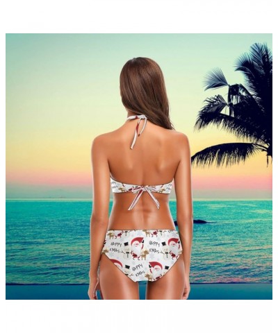 Women's Chic Summer Hot 2 Piece Halter Neack High Waist Padded Sexy Swimsuit Multi Xmas $14.55 Swimsuits