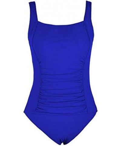 Women's One Piece Swimsuit Shirred Tummy Control Bathing Suit Tank Modest Swimwear Royal Blue $23.99 Swimsuits