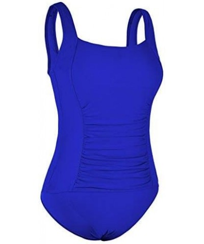 Women's One Piece Swimsuit Shirred Tummy Control Bathing Suit Tank Modest Swimwear Royal Blue $23.99 Swimsuits