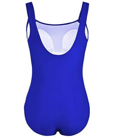 Women's One Piece Swimsuit Shirred Tummy Control Bathing Suit Tank Modest Swimwear Royal Blue $23.99 Swimsuits