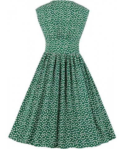 Women's Vintage 1950s 1940s Floral Dresses Split Neck Casual Tea Dress Green $11.61 Dresses