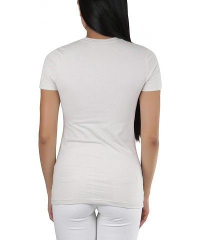 Women's Slim Fit Crew Neck Short Sleeve Longline Tee Bone $10.12 T-Shirts