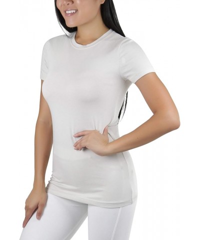 Women's Slim Fit Crew Neck Short Sleeve Longline Tee Bone $10.12 T-Shirts