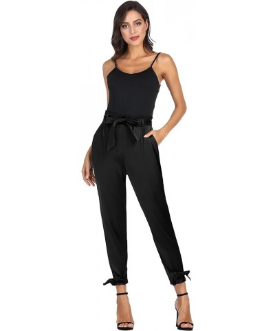 Womens Casual High Waist Pencil Pants with Bow-Knot Pockets for Work Satin-black $13.99 Pants