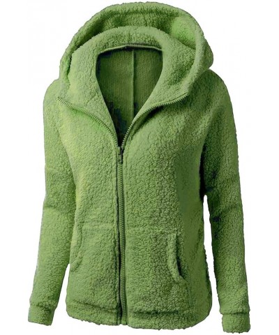 ADHOWBEW Winter Coats for Women Fashion Soft Fleece Fuzzy Outerwear Coats Plus Size Casual Warm Zip Up Hoodies Jackets B-army...