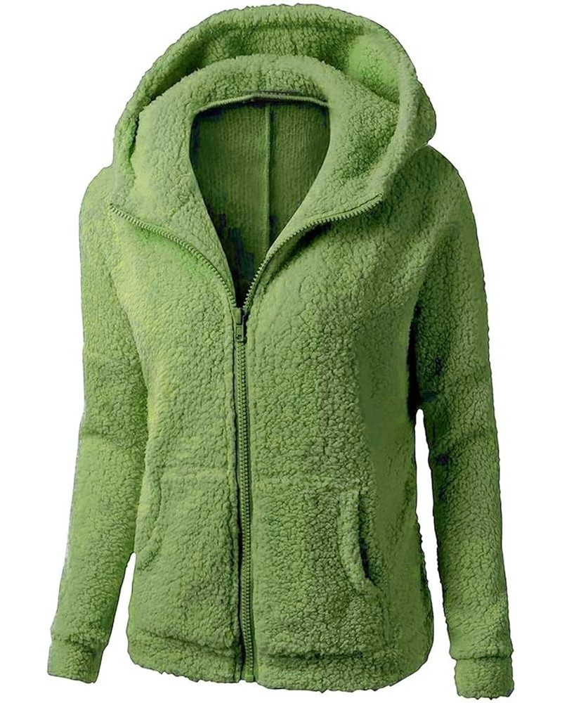 ADHOWBEW Winter Coats for Women Fashion Soft Fleece Fuzzy Outerwear Coats Plus Size Casual Warm Zip Up Hoodies Jackets B-army...