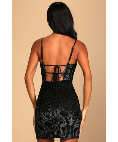 Women's True Desire Sparkly Tie-Back Bodycon Mini Cocktail Dress Black $33.28 Dresses