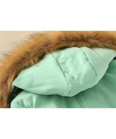 Winter Coats For Women Faux Fur Lined Outerwear Jacket Lightweight Thicken Parka Jacket Fleece Oversized Hooded Coat A01-gree...