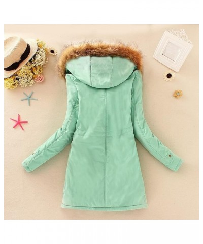 Winter Coats For Women Faux Fur Lined Outerwear Jacket Lightweight Thicken Parka Jacket Fleece Oversized Hooded Coat A01-gree...