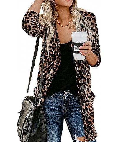 Women's Leopard Printed Cardigans Shirt Lightweight Button Down Cardigans Coat W Pockets(S-2XL) Coffee $17.32 Others