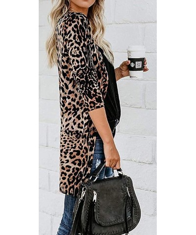 Women's Leopard Printed Cardigans Shirt Lightweight Button Down Cardigans Coat W Pockets(S-2XL) Coffee $17.32 Others