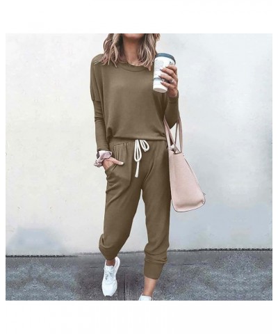 Matching Lounge Sets Women Sweatsuits Sets Two Piece Outfit Long Sleeve Pant Workout Athletic Tracksuits With Pockets 03 Brow...