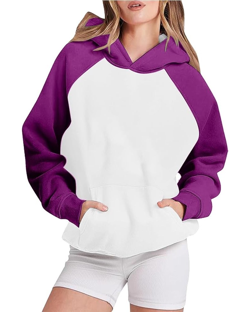 Womens Oversized Hoodies Fleece Sweatshirts Raglan Long Sleeve Sweaters Hooded Pullover Fall Clothes with Pocket Raglan Hoodi...