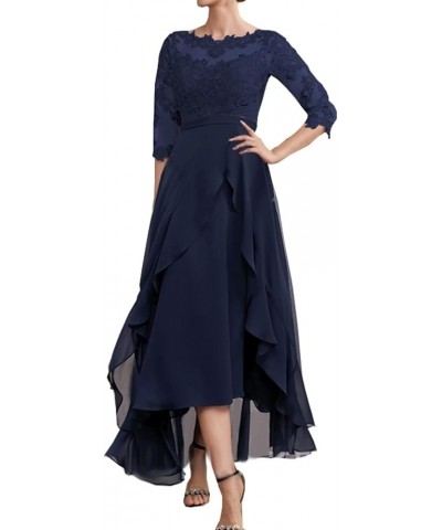 Mother of The Bride Dresses Lace Applique Chiffon Evening Formal Dress Half Sleeve Wedding Guest Dress Women's Pink $33.60 Dr...