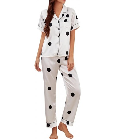 Pajamas for Women Pants Striped Silk Pajamas For Women Satin Pajamas Women Set Hot Pink Silk Pjs 100 Silk Pajamas White-c $10...
