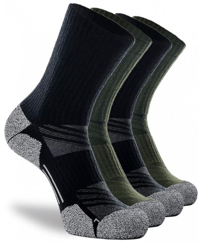 Crew Hiking Socks, Cushion, Moisture Wicking, Arch Compression Boot Socks Black Green (4 Pairs) $13.72 Socks