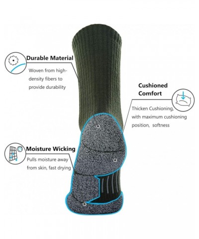 Crew Hiking Socks, Cushion, Moisture Wicking, Arch Compression Boot Socks Black Green (4 Pairs) $13.72 Socks