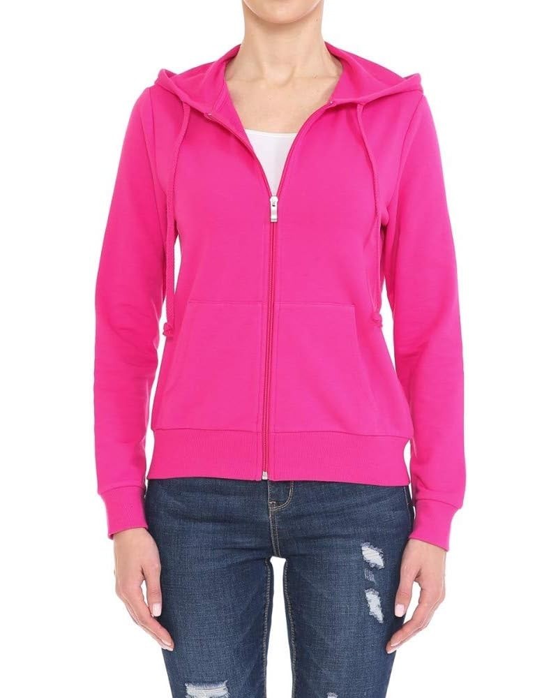 Women's Fleece Zip Through Casual Fit Cotton Hoodie Sweatshirts Long Sleeve Drawstrings New Fuchsia $20.40 Hoodies & Sweatshirts