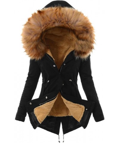 Winter Coats for Women 2023 Plus Size Thick Parka Jackets with Fur Hood Fleece Lined Warm Overcoats with Pockets F-yellow $24...