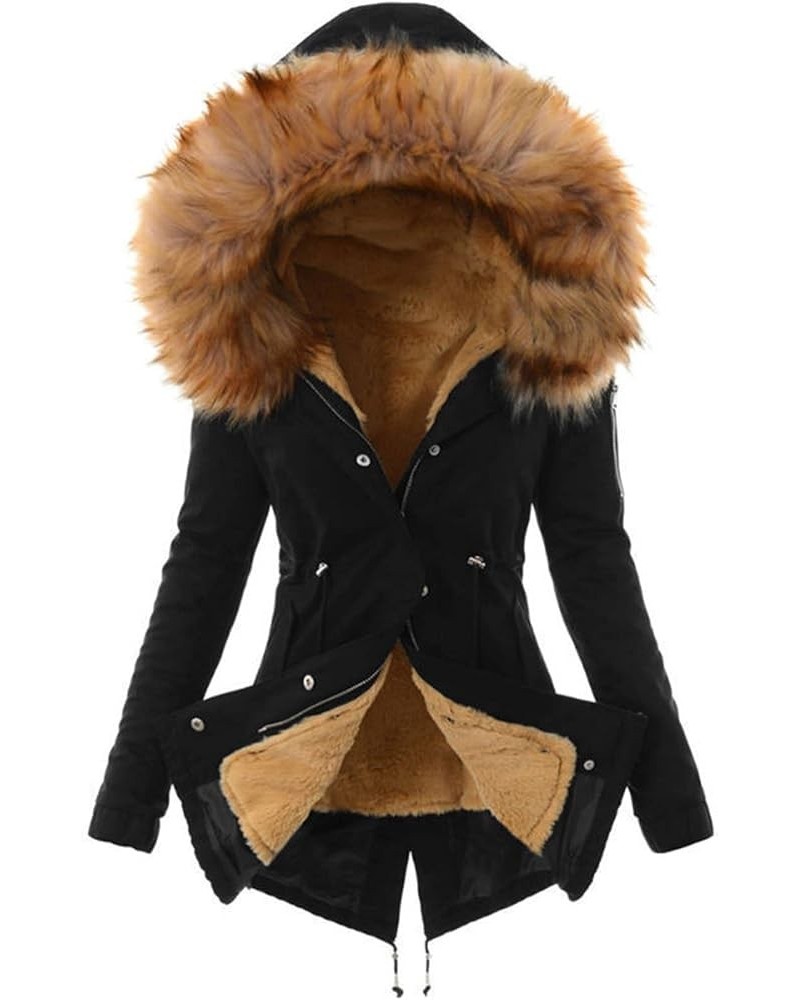 Winter Coats for Women 2023 Plus Size Thick Parka Jackets with Fur Hood Fleece Lined Warm Overcoats with Pockets F-yellow $24...