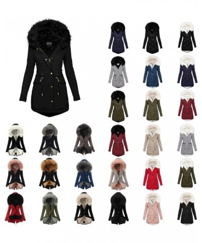 Winter Coats for Women 2023 Plus Size Thick Parka Jackets with Fur Hood Fleece Lined Warm Overcoats with Pockets F-yellow $24...