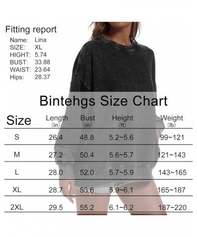 Oversized Sweatshirt for Women Loose Fit Cotton Pullover Vintage Crew Neck Sweatshirts with Pocket Long Sleeve Shirt Black $1...