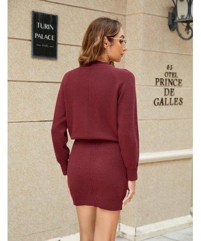 Womens Sweater Dress Long Sleeve V Neck 2023 Fall Dress Knit Bodycon Mini Dresses Red $21.27 Sweaters