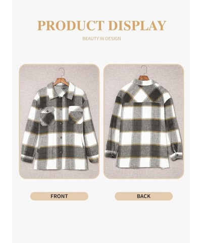 Womens Plus Size Long Sleeve Button Down Boyfriend Shirts Casual Plaid Shacket Jacket Coats(1X-5X) Gray 1011 $22.50 Tops