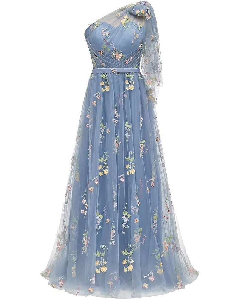 Prom Dresses for Women Homecoming Dresses Puffy Sleeve Flower Embroidery Tulle Formal Gowns 02-dusty Blue11 $32.63 Dresses