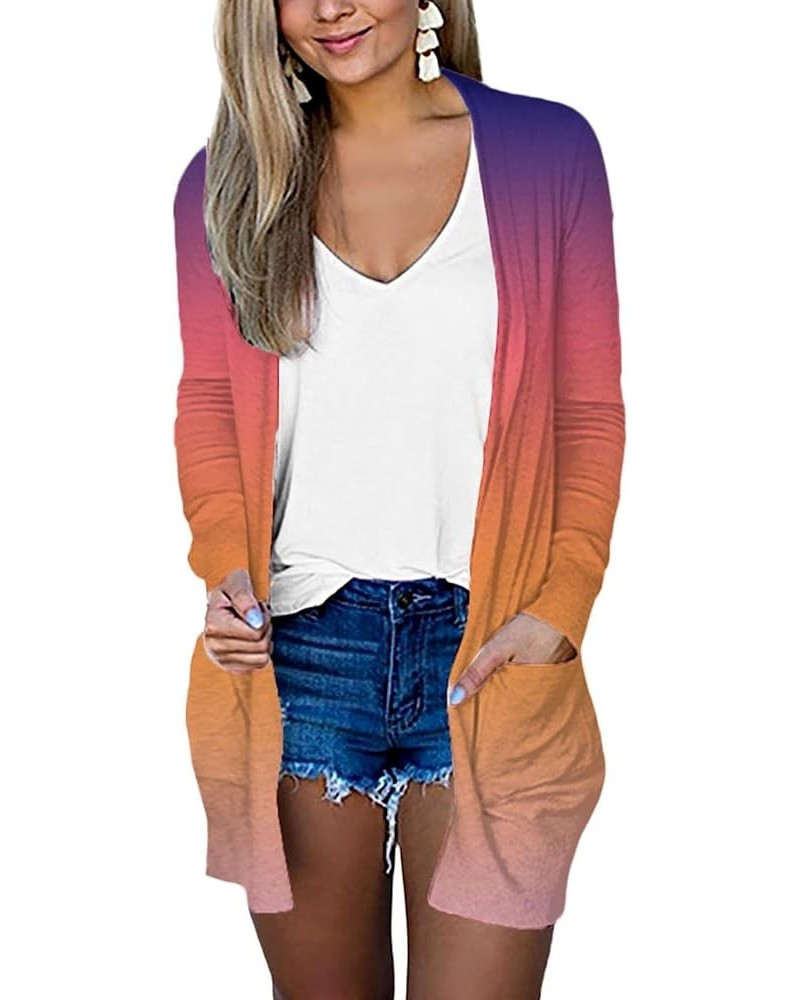 Cardigans for Women Trendy Casual Lightweight Open Front Cardigan Summer Thin Knit Beach Cover Up Soft Outwear Tops A-multico...