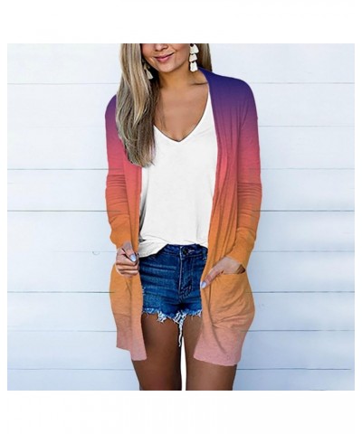 Cardigans for Women Trendy Casual Lightweight Open Front Cardigan Summer Thin Knit Beach Cover Up Soft Outwear Tops A-multico...