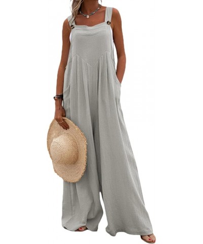 Women's Loose Wide Leg Jumpsuit Sleeveless Suspender Overalls Long Baggy Pants Rompers Jumpsuits with Pockets Gray $11.00 Ove...