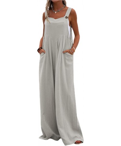 Women's Loose Wide Leg Jumpsuit Sleeveless Suspender Overalls Long Baggy Pants Rompers Jumpsuits with Pockets Gray $11.00 Ove...