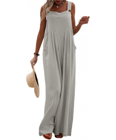 Women's Loose Wide Leg Jumpsuit Sleeveless Suspender Overalls Long Baggy Pants Rompers Jumpsuits with Pockets Gray $11.00 Ove...