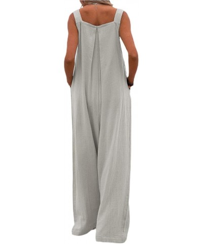 Women's Loose Wide Leg Jumpsuit Sleeveless Suspender Overalls Long Baggy Pants Rompers Jumpsuits with Pockets Gray $11.00 Ove...