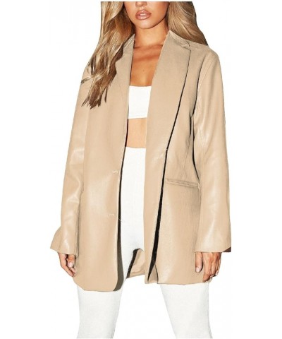 Women's Long Winter Coats for Women Casual Solid Color Single Button Lapel Sleeve Slim Work Coat Jacket Coats 3-beige $11.43 ...