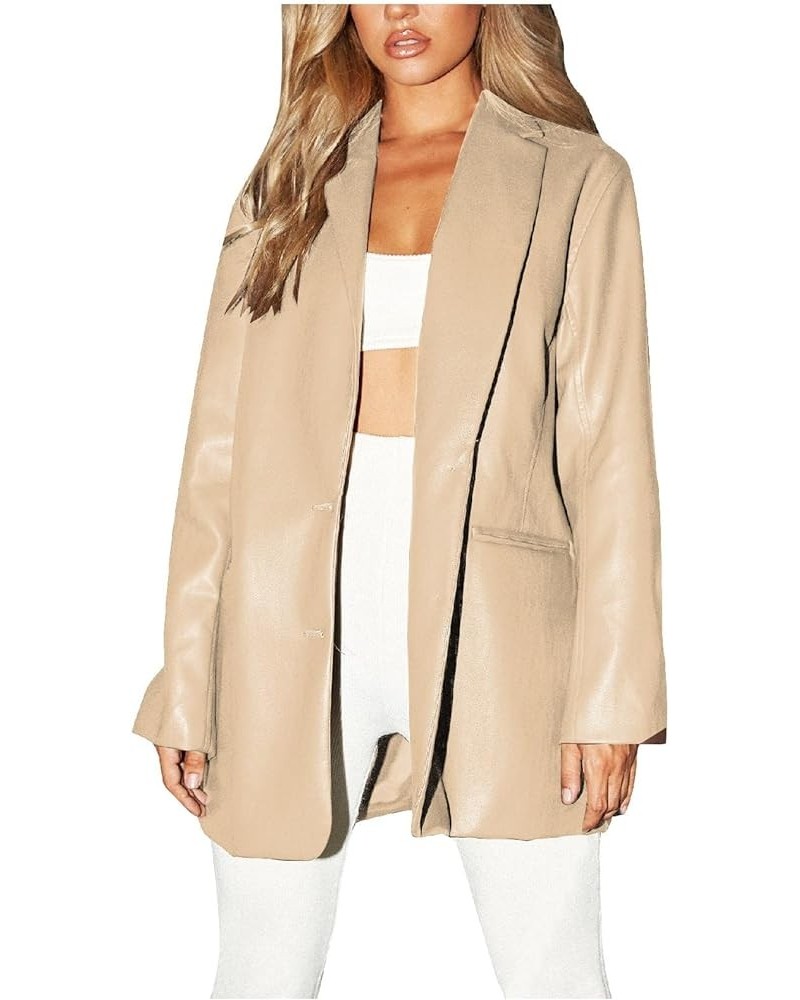 Women's Long Winter Coats for Women Casual Solid Color Single Button Lapel Sleeve Slim Work Coat Jacket Coats 3-beige $11.43 ...