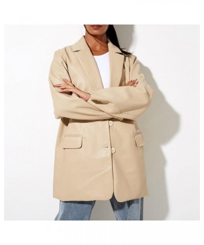 Women's Long Winter Coats for Women Casual Solid Color Single Button Lapel Sleeve Slim Work Coat Jacket Coats 3-beige $11.43 ...