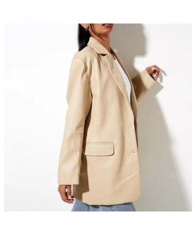 Women's Long Winter Coats for Women Casual Solid Color Single Button Lapel Sleeve Slim Work Coat Jacket Coats 3-beige $11.43 ...