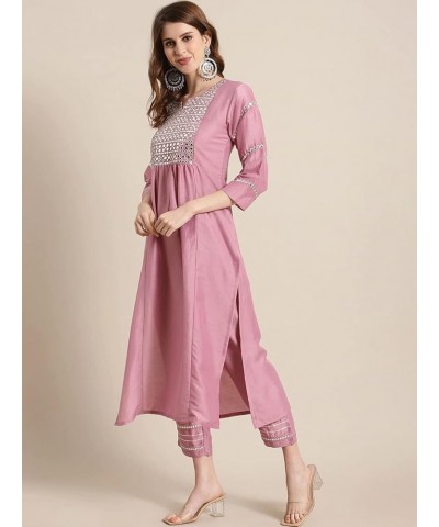 kurta set for womens with dupatta indian party wear kurti tops with palazzo trouser pants set Pink & Silver-toned $36.91 Slee...