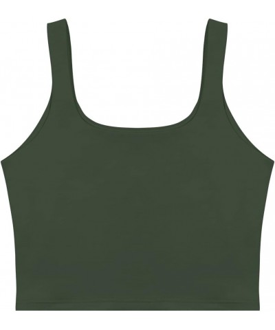 Women’s Sexy Square Neck Double Lined Seamless Sleeveless Cropped Tank Yoga Crop Tops Grey $14.99 Tanks